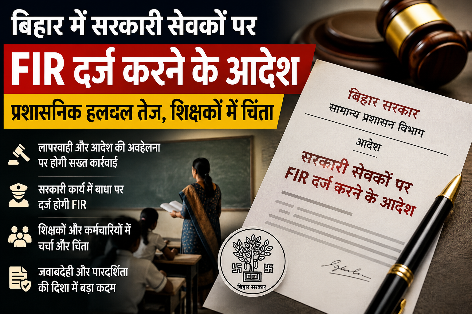 Bihar Government Servants FIR Order latest news notification TeacherNama